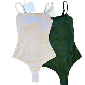 Nude ribbed kittenish bodysuit XS and Army Green Size S
